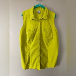 Lime green, stretch sleeveless blouse